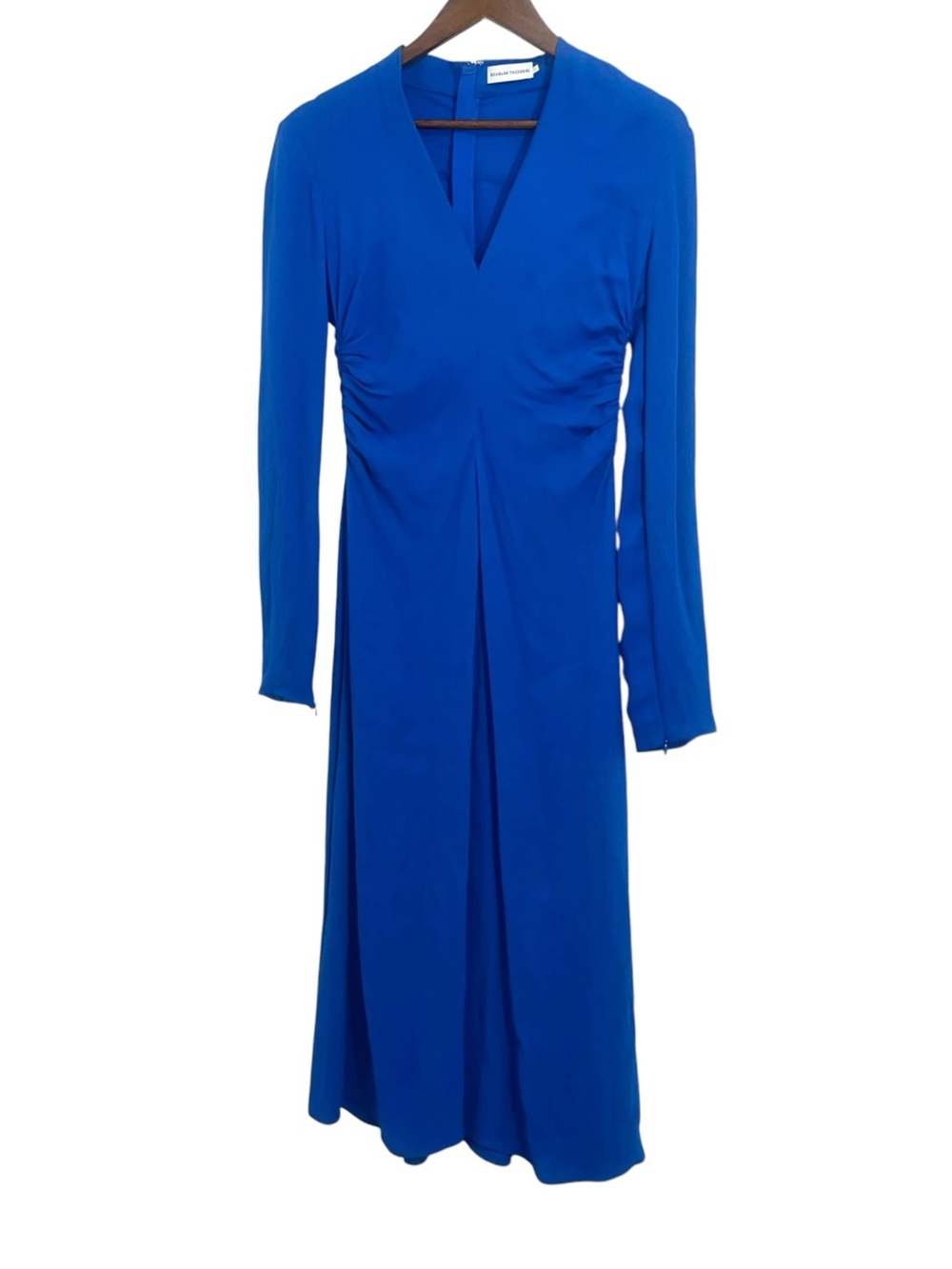 Scanlan Theodore Blue Crepe Midi Dress Size 2